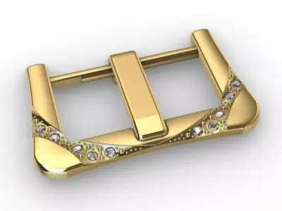 3D Luxury Belt Buckle  Gold Accessory with Gemstone Details 3D model