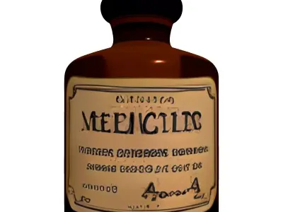 Vintage Medicine Bottle with Cork Low-poly 3D model