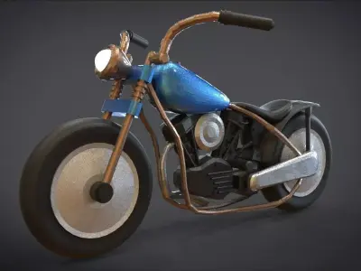 Simple Chopper Motorcycle 3D Model Low-poly 3D model