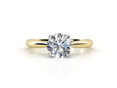 cr-014 solitaire diamond engagement ring gold 3D print model