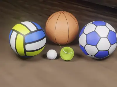 Sports Balls 3D model