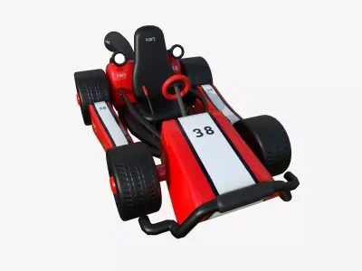 Cartoon Kart I01 Red - Vehicle Racing Design Low-poly 3D model