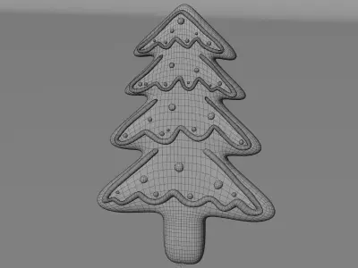 Gingerbread Tree Cookie 3D Model - Christmas Holiday Dessert 3D model