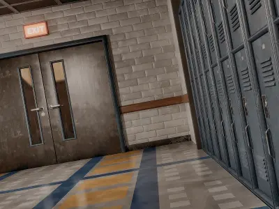 UE5 - SCHOOL HALLWAY Low-poly 3D model