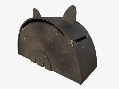 Pig Toy Box for Playing Equipments Child Room Leather Edition 3D model