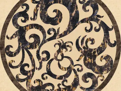 table round dining with chairs 3D model