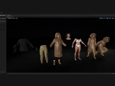 Woman - Winter Outfit 7 - Modular - Rigged Low-poly 3D model