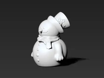 Snowman wearing hat and scarf 3D print model