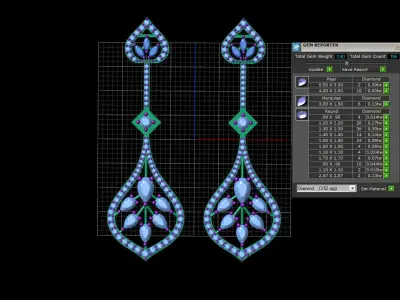 Precious Earrings with Marquise and Pear Diamond 3D print model