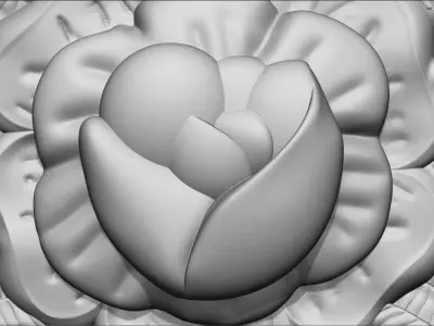 Rose Relief with leaves Printable model 3D print model