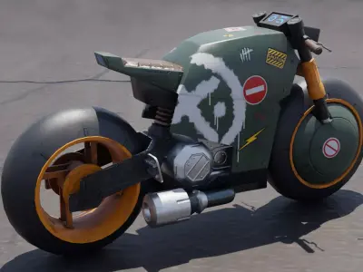 Retrofuturistic Bike Low-Poly 3d Model Low-poly 3D model