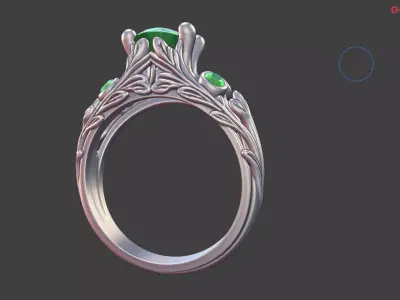 LEAFY MULTI GEMSTONE PRONG ENGAGEMENT RING 3D print model