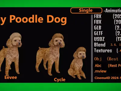 Toy Poodle Dog Low-poly 3D model