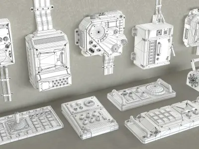 Control Panel 2 - 10 pieces Low-poly 3D model