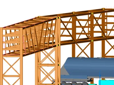 Pipe bridge 5 levels 54m long 2700mm wide 6400mm clearance 3D model