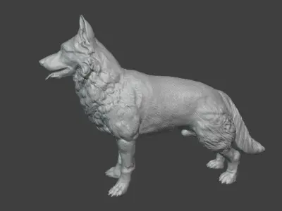 German Shepherd 3D Model Realistic Dog Figurine STL 3D model