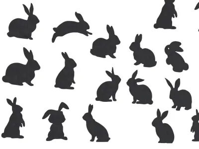 Bunny Rabbit Silhouette Symbol Low-poly 3D model