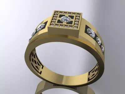 Mens Elegant Ring Gold Jewlery Brand 3D print model