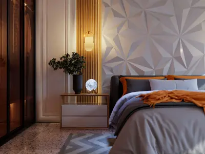 Modern interior scene Bedroom Luxury Design    Blender    Cycles 3D model