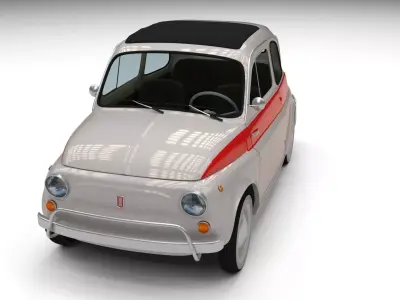 Fiat 500 Nuova Sport 1958 Low-poly 3D model
