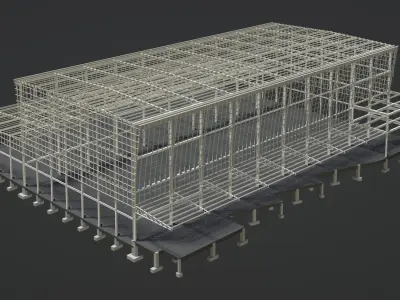 Industrial factory building in structure 3D model