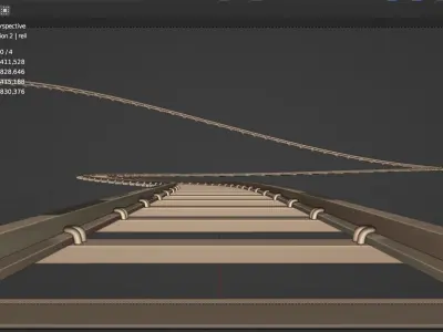 Lowpoly Railroad with Wood Model 3D 3D model