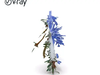 Snowy Pine Branch D Model Pack for Environmental Design Low-poly 3D model