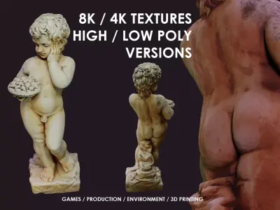 Statue of a little boy Low-poly 3D model