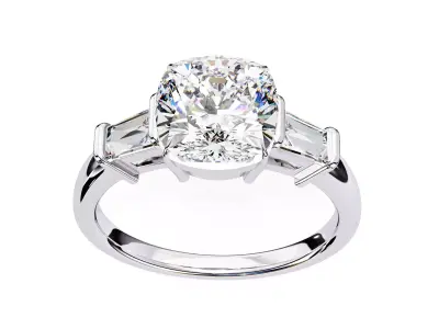 CUSHION  DIAMOND RING -CAD-125 3D model