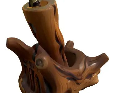 Rustic Wood Pen Desk Organizer Low-poly 3D model