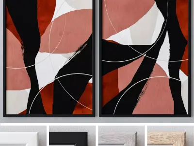Set of large wall paintings 524 3D model