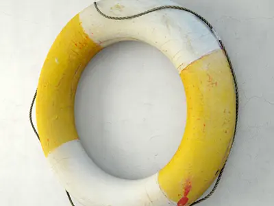 1950s Yellow and White Life Preserver 3D model