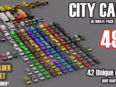CITY CARS PACK  Low-poly 3D model
