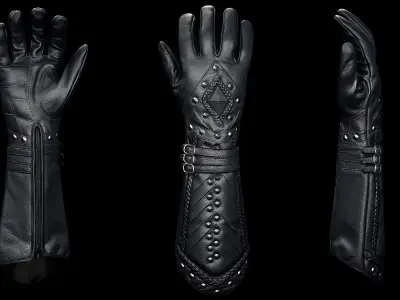 Medieval Gloves 001  Low-poly 3D model