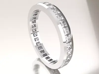 eternity ring in 3 sizes - princess diamond Free 3D print model