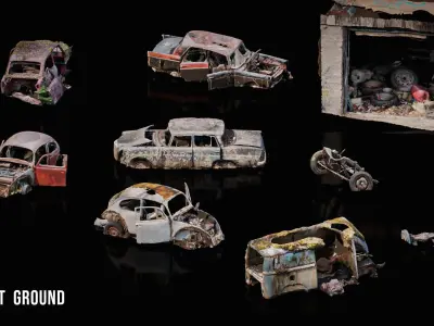 3D Scanned abandoned cars 3D model