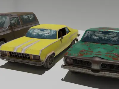 Shanty Car Garage Pack Low-poly 3D model