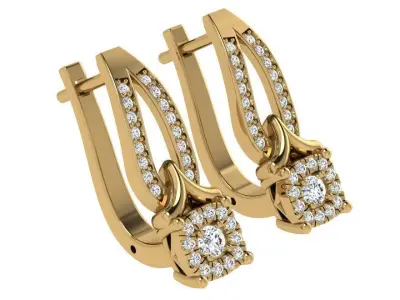 Square Halo Earring 4643 3D print model