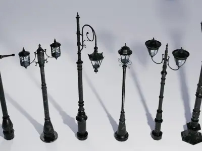 Streetlamps 6Pack Vol 01 3D Model Collection