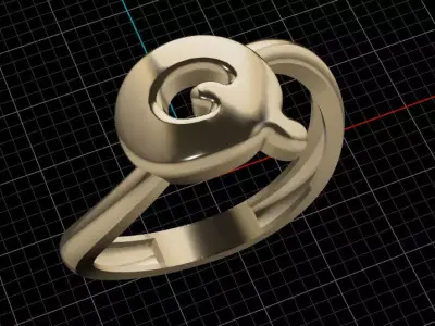 Q alphabet bypass shell hallow ring 3D print model