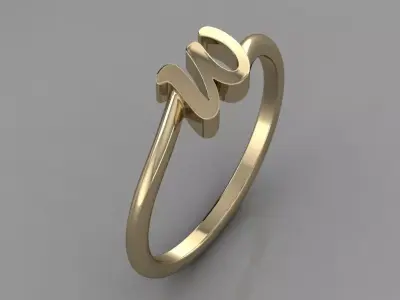 Alphabet Ring W 3D print model