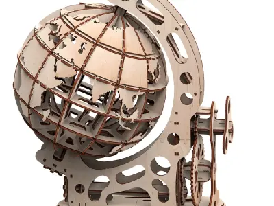 The Globe - 3D DIY Wooden Mechanical Globe Puzzle Model 3D model
