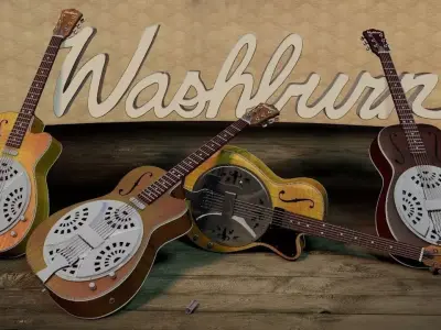 Washburn Resonator guitar 3D model