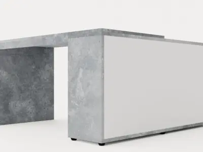 Diego Desk 138 Cm With Adjustable Shelf White Concrete Low-poly 3D model