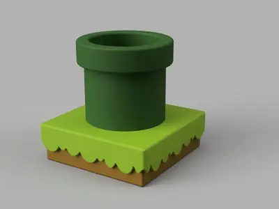 Tube on Grass Mario Free 3D print model