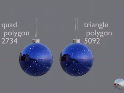 New Year and Christmas decorations Low-poly 3D model