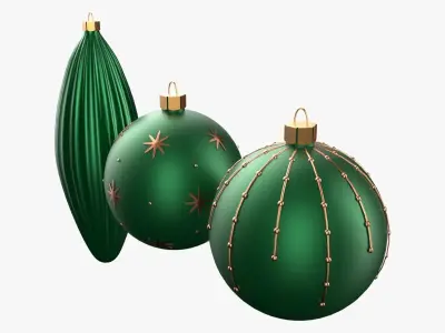 Christmas Tree Ornament Set1 - Green Orange 3D model