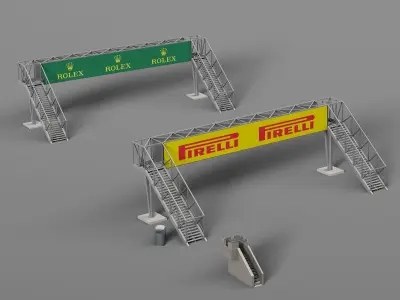 Collection of objects for the game of auto racing Low-poly 3D model