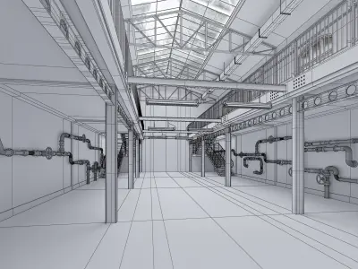 Hangar Building Low-poly 3D model