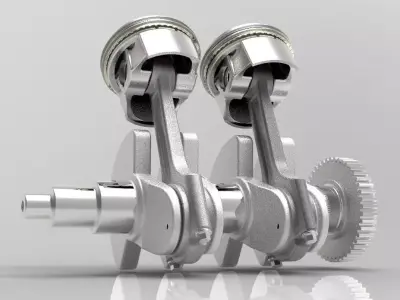 TwinAir Engine Crankshaft and Pistons 3D model